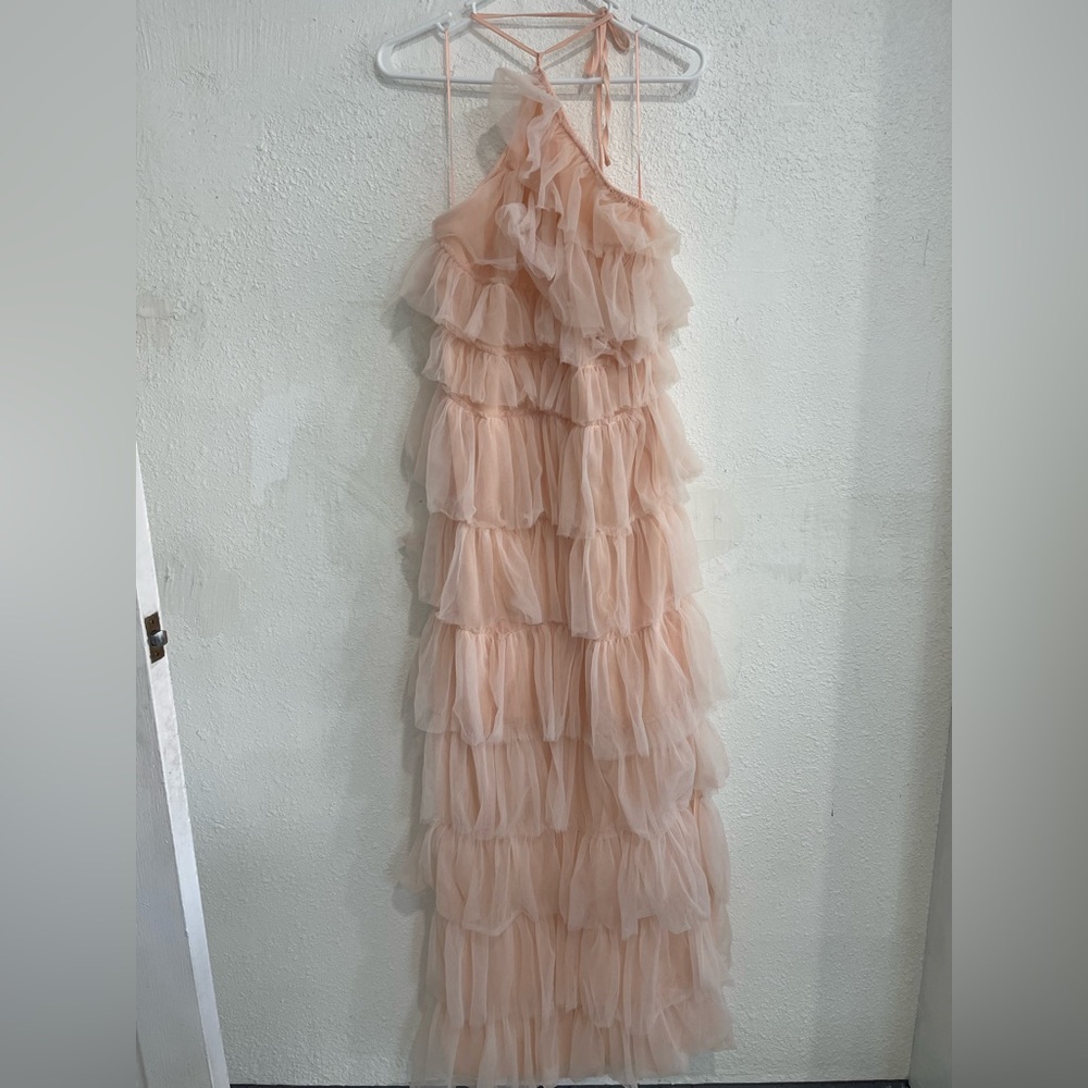 MARBLE Layered Blush Tulle Maxi Skirt - Picture 3 of 9